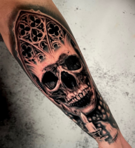 Black and Grey Tattoo, Realism Tattoo, Skull Tattoo,