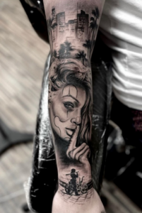 Black and Grey Tattoo, Realism Tattoo, Portrait Tattoo, Woman Tattoo